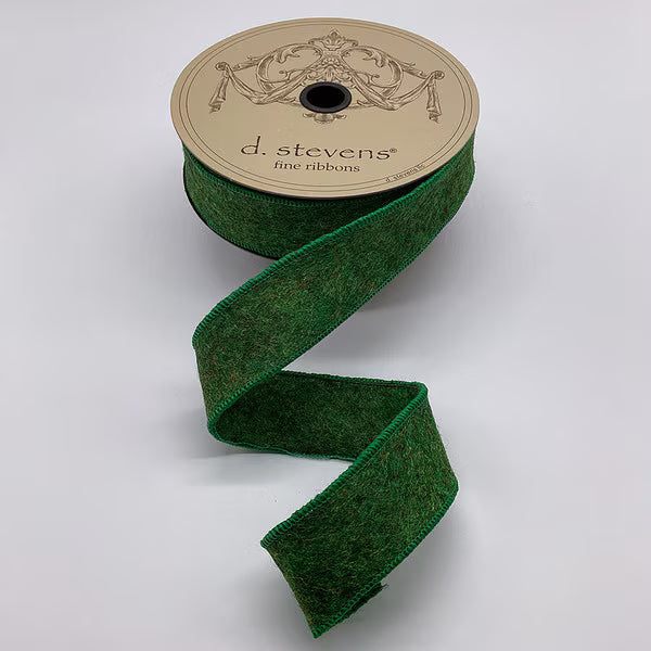 D Stevens Heathered Felt Wired Ribbon Green Brown 1.5 Inch-09-5075 D.Stevens