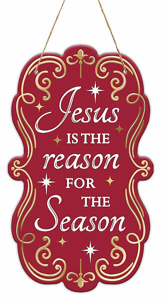 Jesus Is the Reason for the Season Sign | Embossed Tin Christmas Decor | 11.5" Sign Craig Bachman