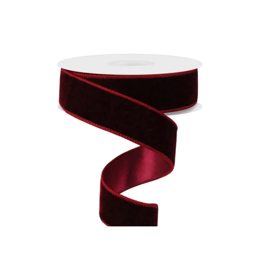 1.5"x10yd Burgundy Velvet Wired Ribbon – Deluxe Velvet with Satin Backing-RGE165805 Craig Bachman