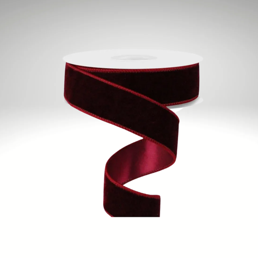 1.5"x10yd Burgundy Velvet Wired Ribbon – Deluxe Velvet with Satin Backing-RGE165805 Craig Bachman