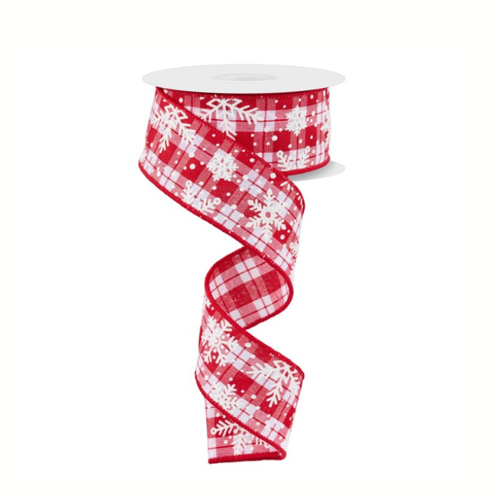 1.5"x10yd Red White Snowflake Wired Ribbon for Christmas Crafts-RGF101024 Craig Bachman
