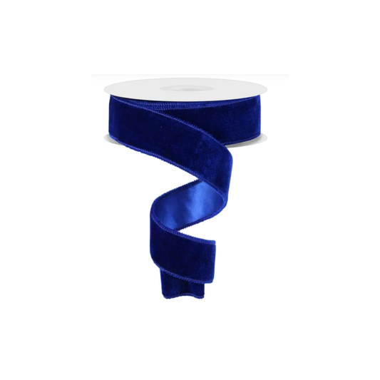 1.5"x10yd Royal Blue Velvet Wired Ribbon – Deluxe Velvet with Satin Backing-RGE165825 Craig Bachman
