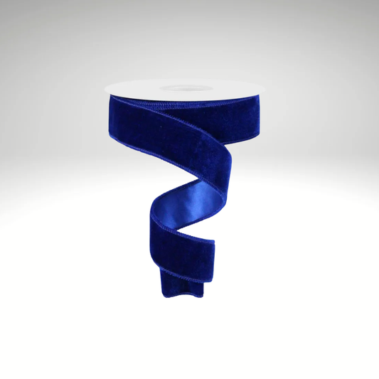 1.5"x10yd Royal Blue Velvet Wired Ribbon – Deluxe Velvet with Satin Backing-RGE165825 Craig Bachman