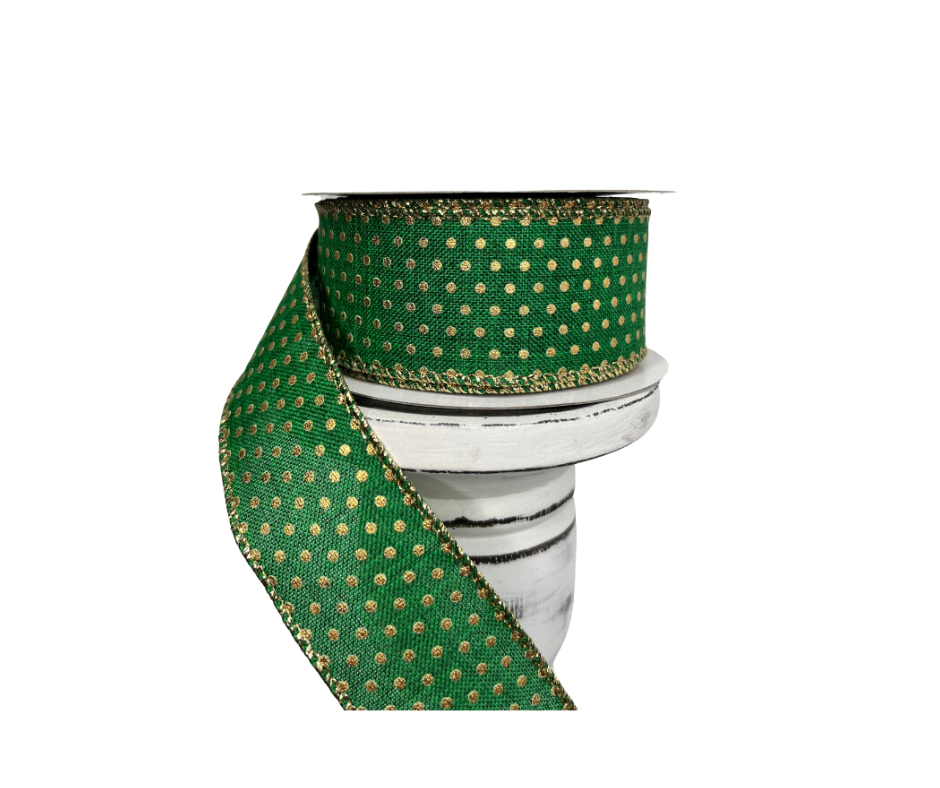 1.5"x10YD Swiss Dots on Burlap Ribbon - Vintage Charm for Rustic Crafts and Decor-RG0190706 TCT Crafts