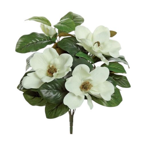 17" Artificial Cream Magnolia Flower Bush with Greenery-3395-C TCTCrafts
