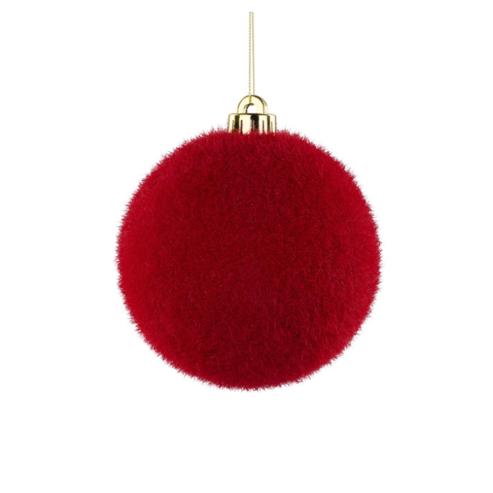 120MM Red Flocked Glitter Ornament | Shatterproof Velvet Ball Ornament-XH950924 Craig Bachman