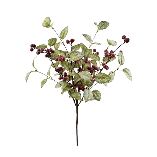 20" Frosted Viburnum Berry Bush – Icy Red Berries for Holiday Decor-40376 Golden Bell