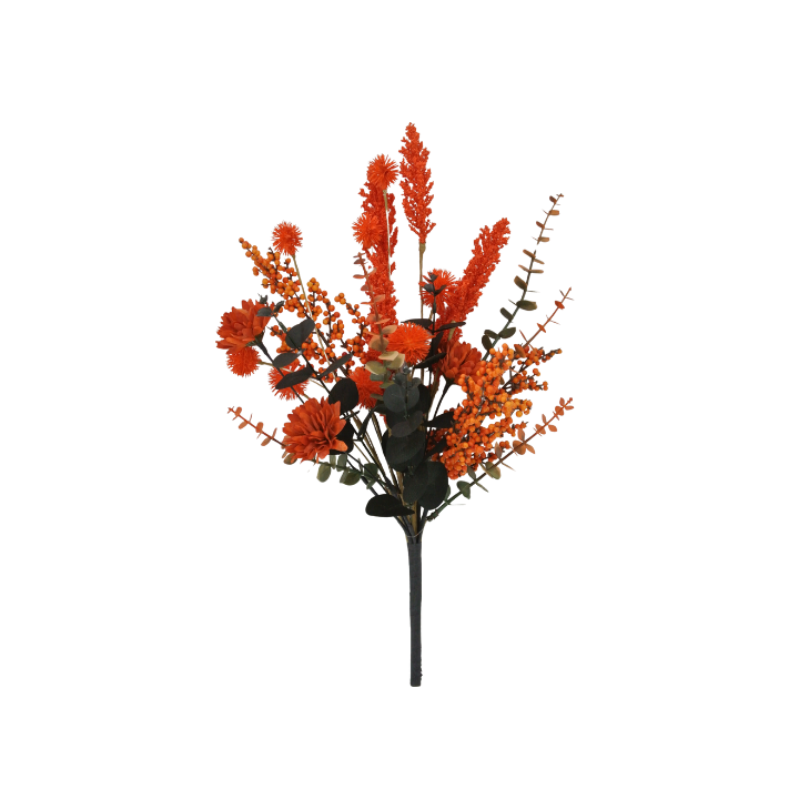 19" Artificial Fall Mum and Berry Bush – Autumn Floral Pick-65175-OR Golden Bell