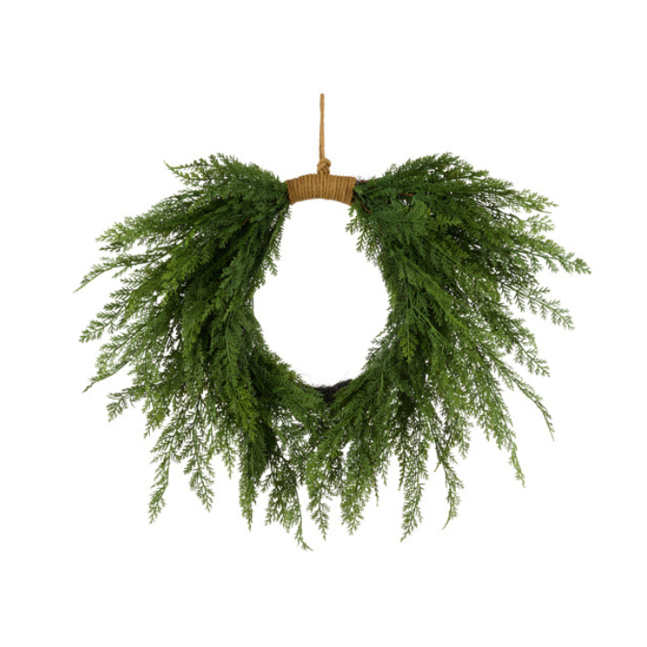 24" Draped Faux Arborvitae Heart Wreath | Greenery Wreath for Front Door Craig Bachman