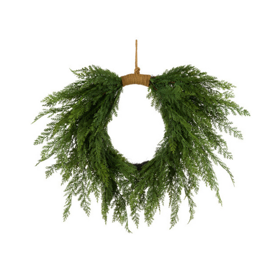24" Draped Faux Arborvitae Heart Wreath | Greenery Wreath for Front Door Craig Bachman