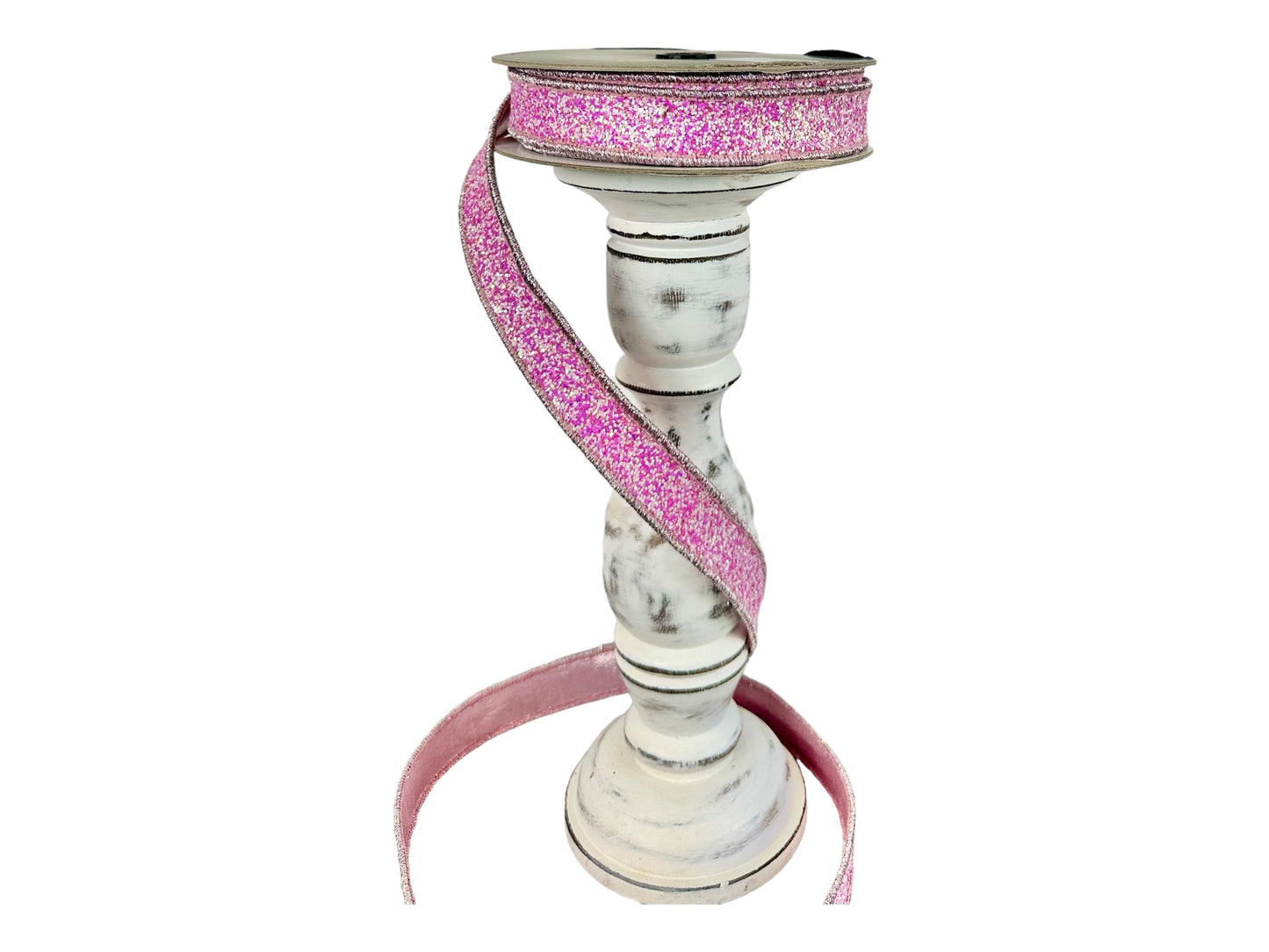 1"x10 yards Designer Farrisilk Sparkly Pixie Dust Wired Ribbon in Light Pink by TCT Crafts - Whimsical Elegance-RK323-14 Farrisilk