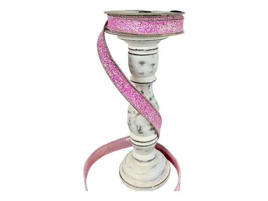 1"x10 yards Designer Farrisilk Sparkly Pixie Dust Wired Ribbon in Light Pink by TCT Crafts - Whimsical Elegance-RK323-14 Farrisilk