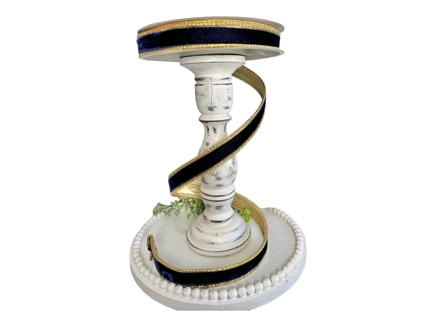 1" x 10yd Farrisilk Royal Velvet Double-Sided Ribbon - Elegant Navy Blue & Gold Trim-RG809-21 Farrisilk