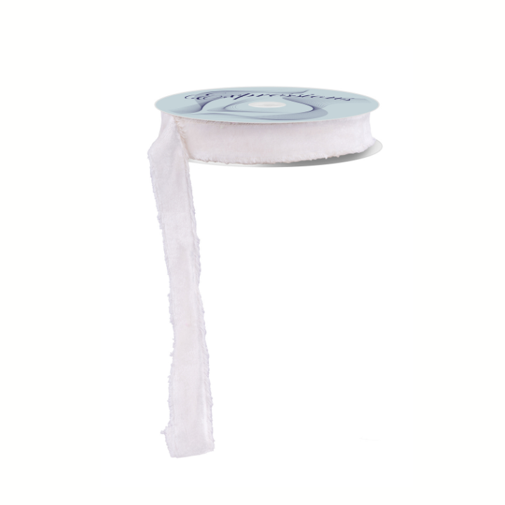 1" Taupe Green Frayed Velvet Ribbon | Non-Wired Trim for Gifts & Florals-RN5910C1 (Copy) Craig Bachman