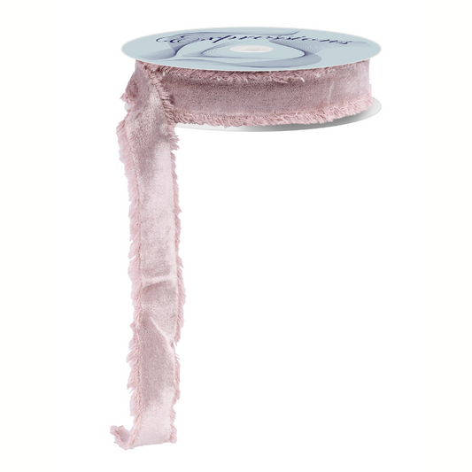 1" Eucalyptus Green Frayed Velvet Ribbon | Non-Wired Trim for Gifts & Florals-RN5910A8 (Copy) Craig Bachman