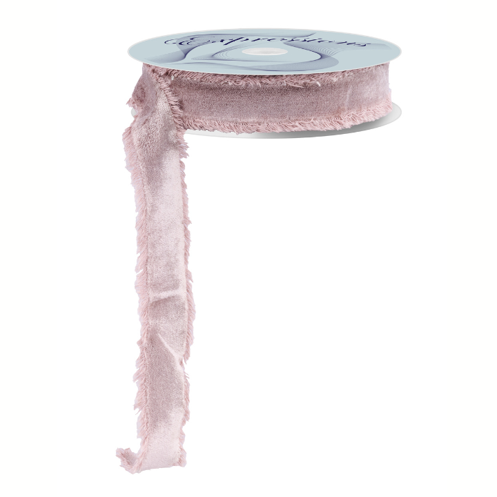 1" Eucalyptus Green Frayed Velvet Ribbon | Non-Wired Trim for Gifts & Florals-RN5910A8 (Copy) Craig Bachman