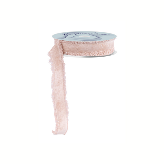 1" Natural Frayed Velvet Ribbon | Non-Wired Trim for Gifts & Florals-RN591018 Craig Bachman