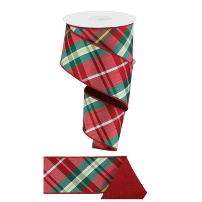 2.5" x 10yd Red and Green Christmas Plaid Wired Ribbon - Festive Holiday Craft and Decoration Ribbon -RGX00652W Craig Bachman