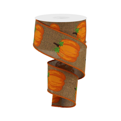 2.5" x 10yd Fall Pumpkin and Leaf Burlap Ribbon - Brown, Orange, Moss - Perfect for Autumn Crafts and Decorations -RGA147104 Craig Bachman