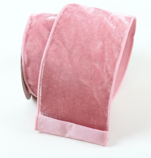 Luxurious Farrisilk 2.5" Pink Velvet Wired Ribbon | Premium Craft Supply for Holiday and Event Decor-RG803-14 Farrisilk
