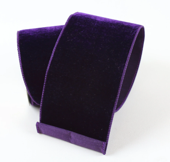 Luxurious Farrisilk 2.5" Purple Velvet Wired Ribbon | Premium Craft Supply for Holiday and Event Decor-RG803-27 Farrisilk