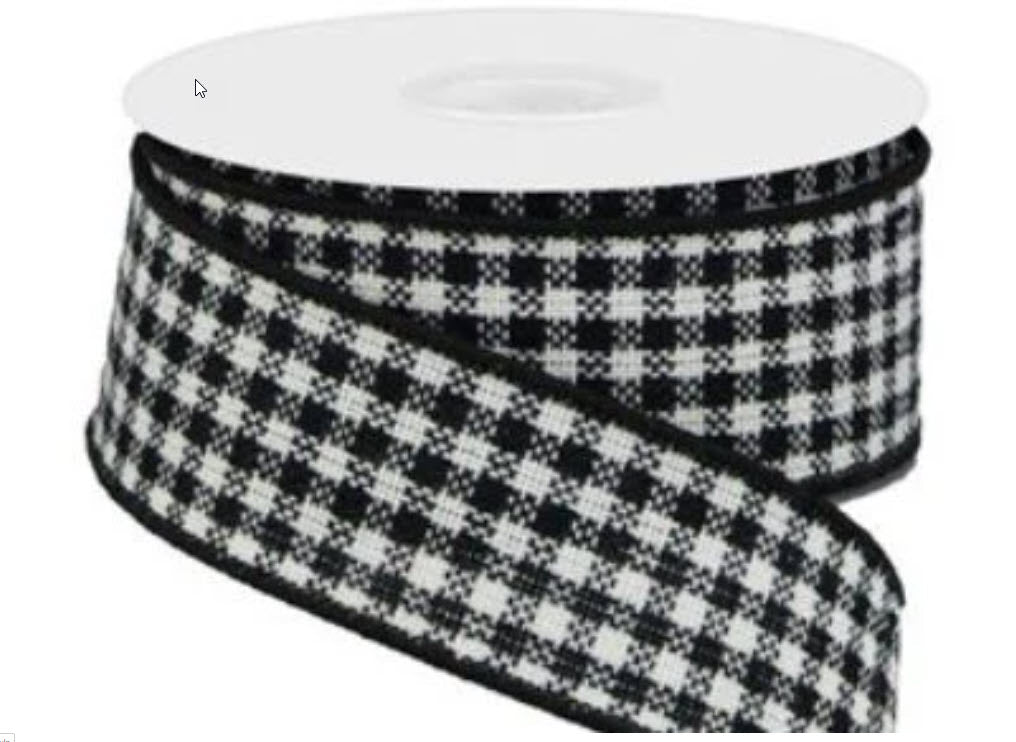Black/White Woven Check Wired Ribbon 1.5"x10yd - RGA1922X6
