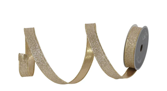 1"x10yd Farrisilk Gold Stripes Wired Ribbon – Elegant Metallic Designer Craft Ribbon-RS161-50 Farrisilk