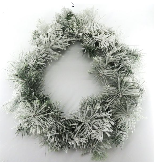 22" White PVC Mix Pine Wreath with Gold Tinsel – Flocked Artificial Holiday Wreath-STK22014 Sims Pottery