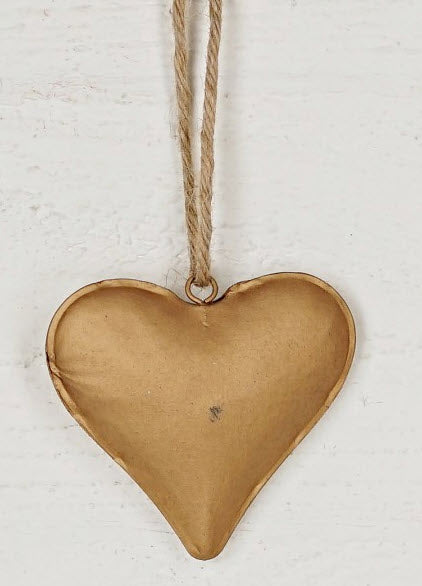 Antique Gold Metal Heart Ornament | Jute Hanging Decor | 3.75"W x 3.5"H-570751 Impressive Enterprises, Inc.