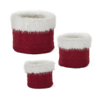 Red Knit Nesting Baskets with Vegan Fur Trim | Set of 3 Christmas Storage Baskets with Liners-54887A-RD K & K Interiors