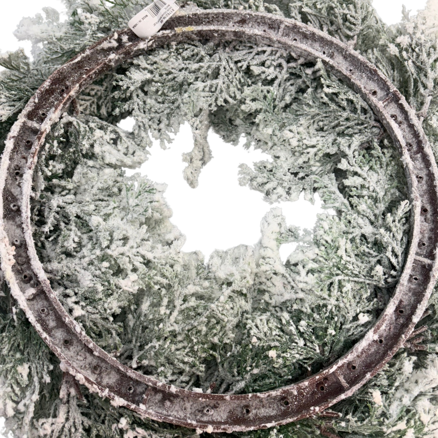 20 Inch Snow Cedar Wreath Flocked Greenery Winter Base-X1762 Select Artificials