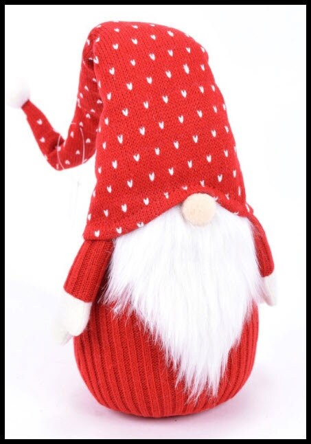 Red and White Christmas Gnome | 12" Plush Sitting Holiday Decor Direct Export