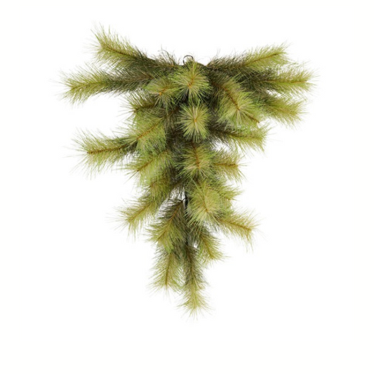 28" Artificial Pine Teardrop Swag – Faux Greenery for Christmas, Holiday Front Door or Mantel Decor-XX9333