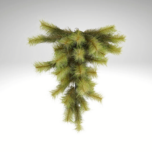 28" Artificial Pine Teardrop Swag – Faux Greenery for Christmas, Holiday Front Door or Mantel Decor-XX9333