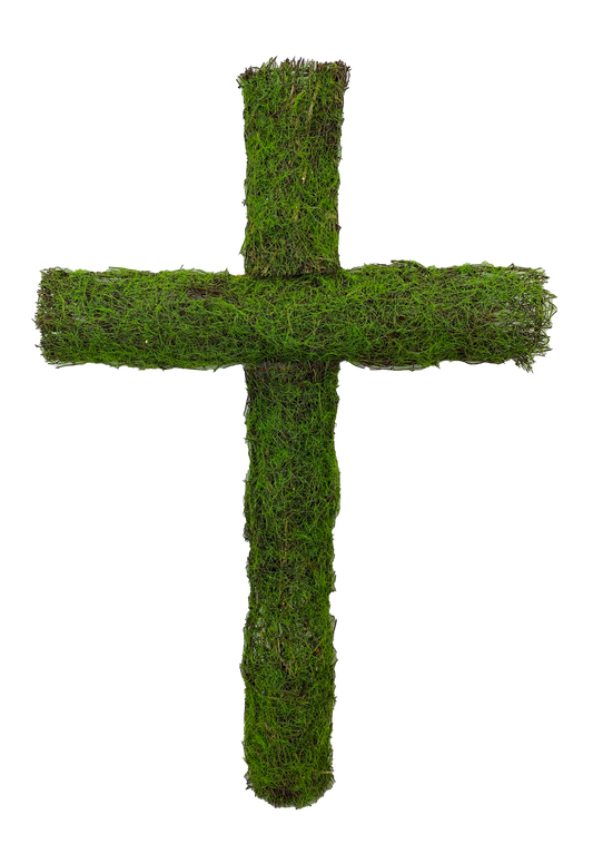 24" Green Moss Cross Wreath Base – Easter Floral Cross for Wreath Making & DIY Crafts Liberty Floral