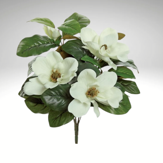 17" Artificial Cream Magnolia Flower Bush with Greenery-3395-C TCTCrafts