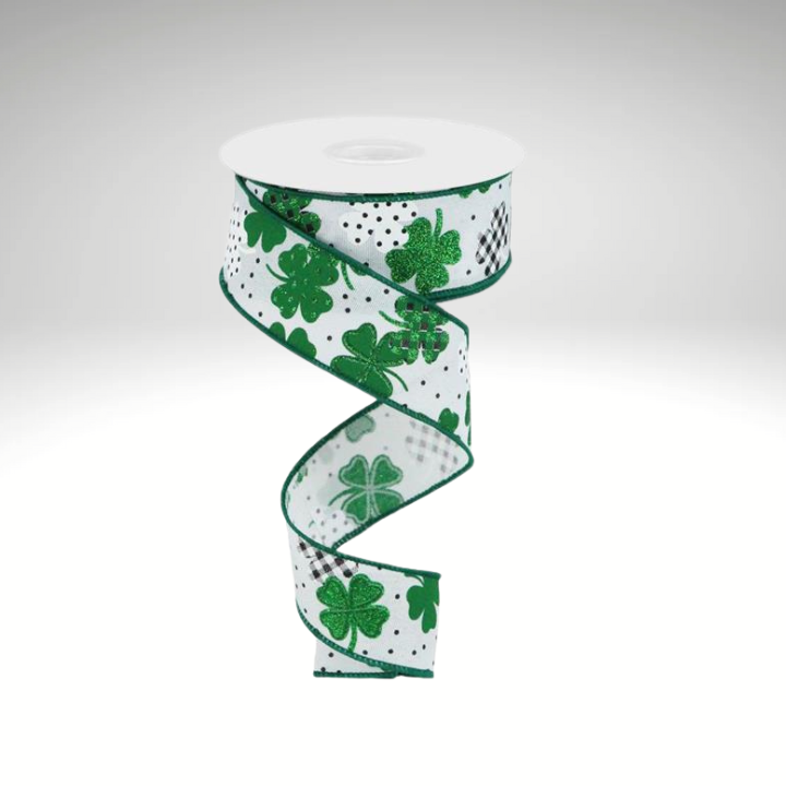 St. Patrick's Day Ribbon 2.5" Shamrock Glitter Wired Edge-RGC187627 Craig Bachman