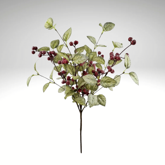 20" Frosted Viburnum Berry Bush – Icy Red Berries for Holiday Decor-40376 Golden Bell