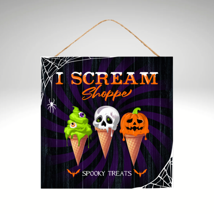 I Scream Shoppe Halloween Sign – 10" Square MDF Wall Decor-AP7404 Craig Bachman