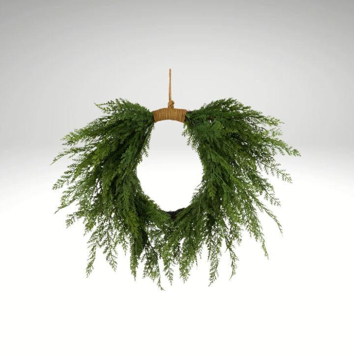 24" Draped Faux Arborvitae Heart Wreath | Greenery Wreath for Front Door Craig Bachman