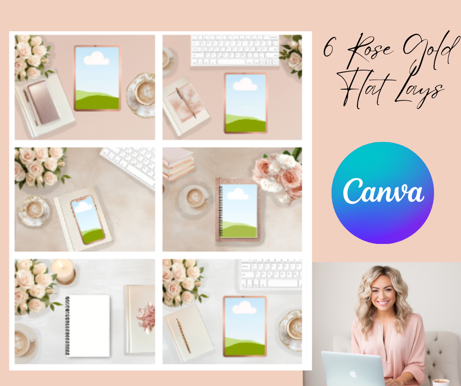 Ultimate Rose Gold & Pink Digital Bundle – Peachy Rose Photos, Rose Gold Clipart, Mockups, and Girly Flat Lays - Instant Download