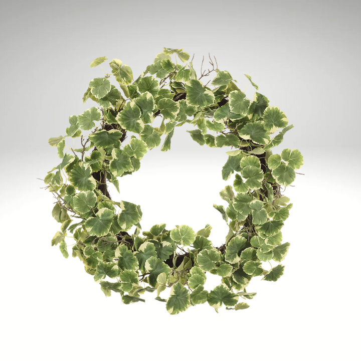 30" Artificial Geranium Greenery Wreath | Lifelike Greenery for Door & Wall Decor