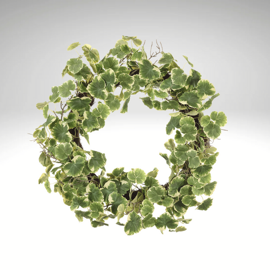 30" Artificial Geranium Greenery Wreath | Lifelike Greenery for Door & Wall Decor