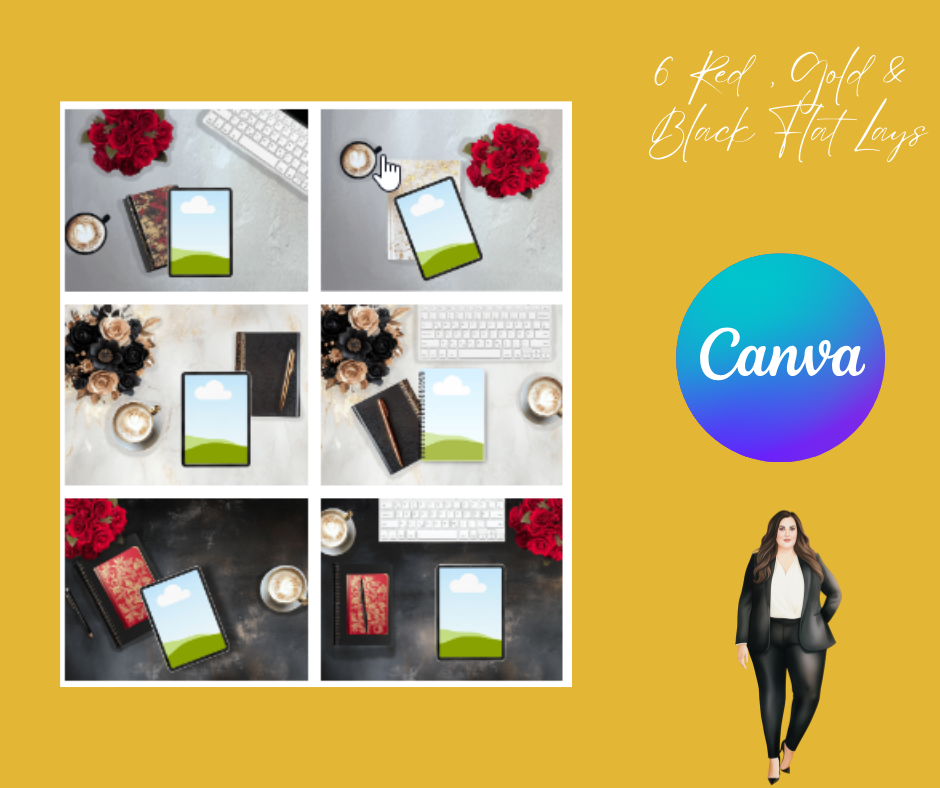 Ultimate Red, Gold & Black Digital Bundle | Office Mockups, Clipart, Planner Printables | Instant Download - Instant Download