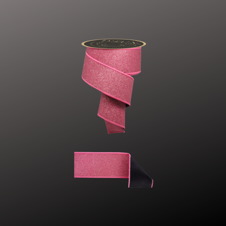 D’Lux 2.5" Fuchsia/Pink Glitter Wired Ribbon – Fine Sparkle Fused Fabric Ribbon for Christmas-LX309883 Craig Bachman