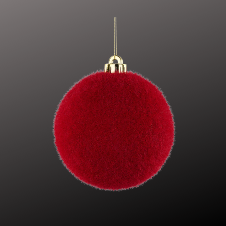 120MM Red Flocked Glitter Ornament | Shatterproof Velvet Ball Ornament-XH950924 Craig Bachman