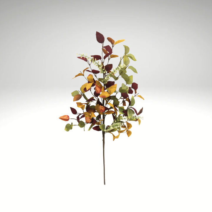 27" Artificial Fall Leaf Lantern Spray – Autumn Foliage Stem for DIY Wreaths, Centerpieces, and Seasonal Decor-65113 Golden Bell