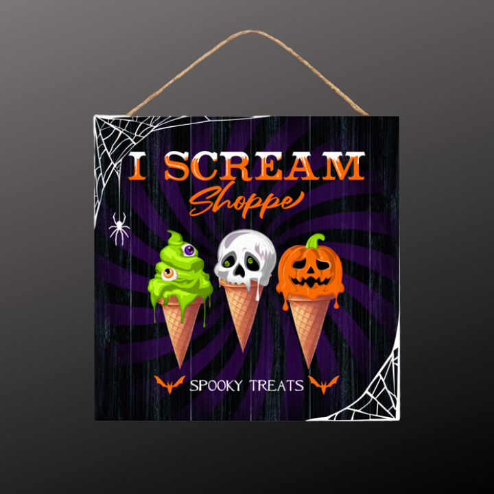 I Scream Shoppe Halloween Sign – 10" Square MDF Wall Decor-AP7404 Craig Bachman