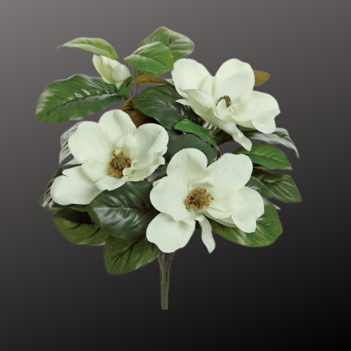 17" Artificial Cream Magnolia Flower Bush with Greenery-3395-C TCTCrafts