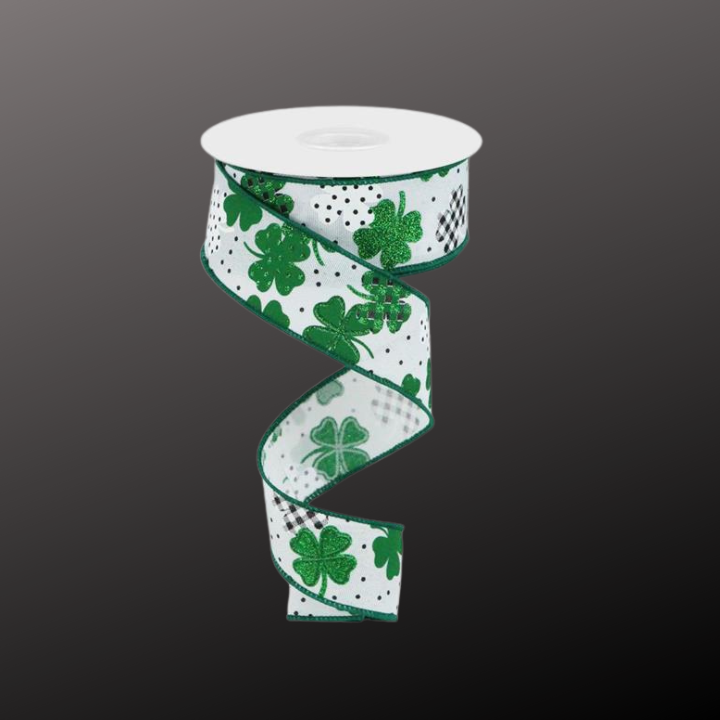 St. Patrick's Day Ribbon 2.5" Shamrock Glitter Wired Edge-RGC187627 Craig Bachman